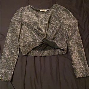 Shiny long sleeve crop top